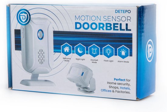 Detepo Entreemelder met Beweging Detector - Toegangsmelder - Doorgangsmelder - Plug & Play – Winkelbel met Sensor - Incl. Batterijen - Detepo