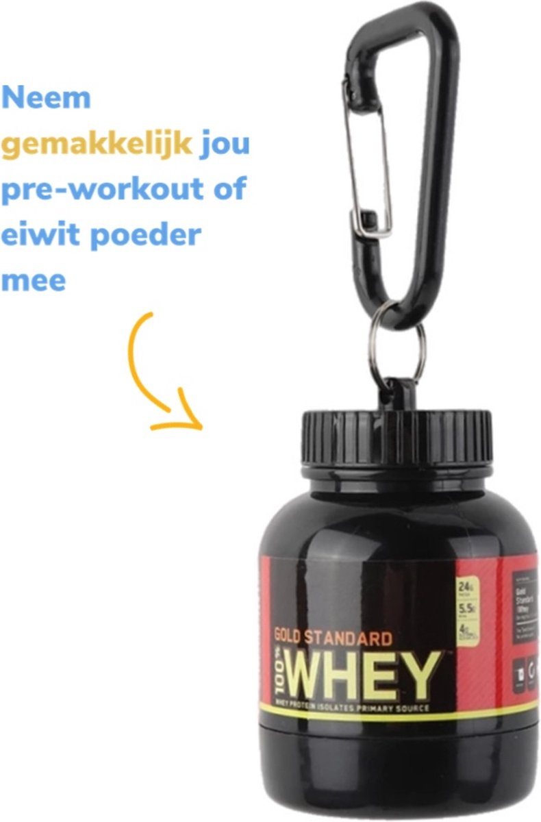 Whey keychain - Draagbare Whey houder - Whey Isolaat - Eitwitten -  Eiwitpoeder houder