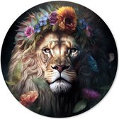 Graphic Message - Cercle Vivant Lion - Fleurs - Cercle Mural 50x50