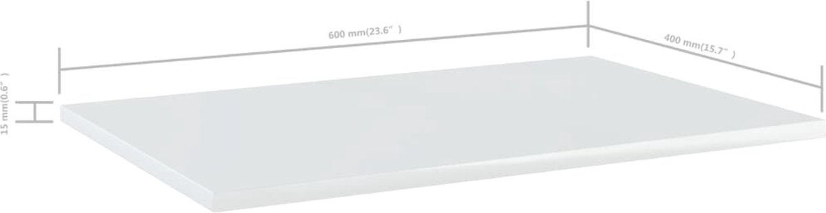 Prolenta Premium - Wandschappen 8 st 60x40x1,5 cm spaanplaat hoogglans wit