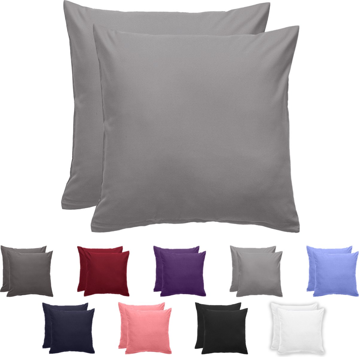 Komfortec Set van 2 Premium Kussenslopen 50x50 cm - Superzachte Kussenhoes - 100% Microvezel - 120g/m² - Grijs