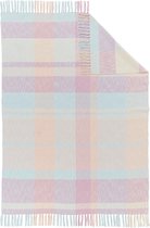 Plaid - deken - 100% katoen - met franjes - in pastelkleuren o.a. roze blauw - 130x170 cm