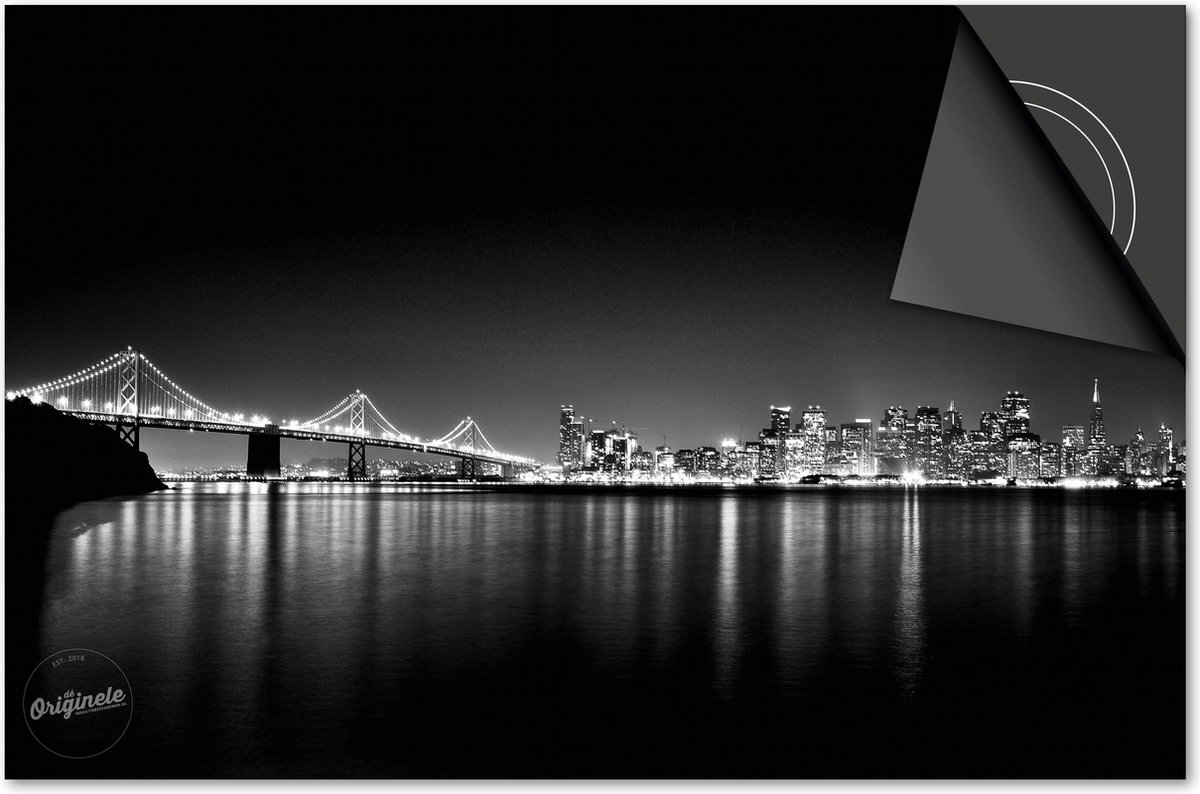 Inductie beschermer 60x60 - afdekplaat inductie mat - Dietrix Kookplaat beschermer - DELUXE - Steden - San Francisco Stad Zwart Wit