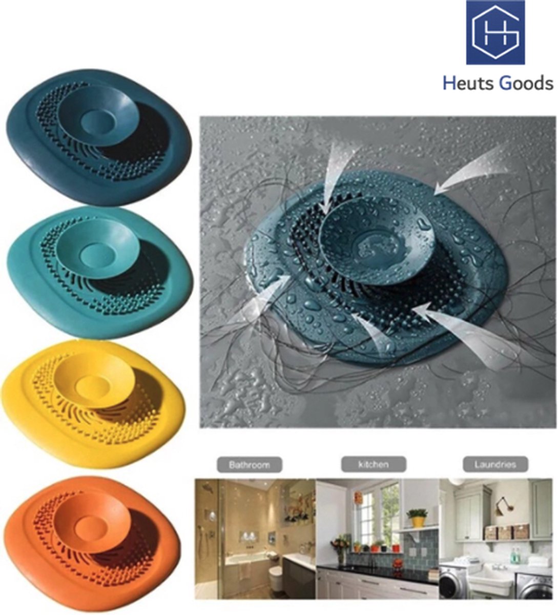 Goedkoopste Heuts Goods - Gootsteenzeef - Gootsteenstop - Afvoerzeef - Afvoerstop - Spoelbal - Bad - Douchebak - Keuken - Wasbak - Badkuip - Siliconen - Donkerblauw