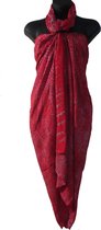 sarong extra groot figuren stippen patroon lengte 115 cm breedte 186 cm kleuren rood grijs bruin groen dubbel geweven extra kwaliteit.