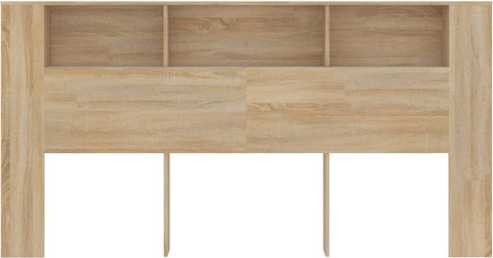 Puraday Tête De Lit Avec étagères En Bois - 100 X 18,5 X 104,5 Cm - Chêne Sonoma, 4 Compartiments De Rangement