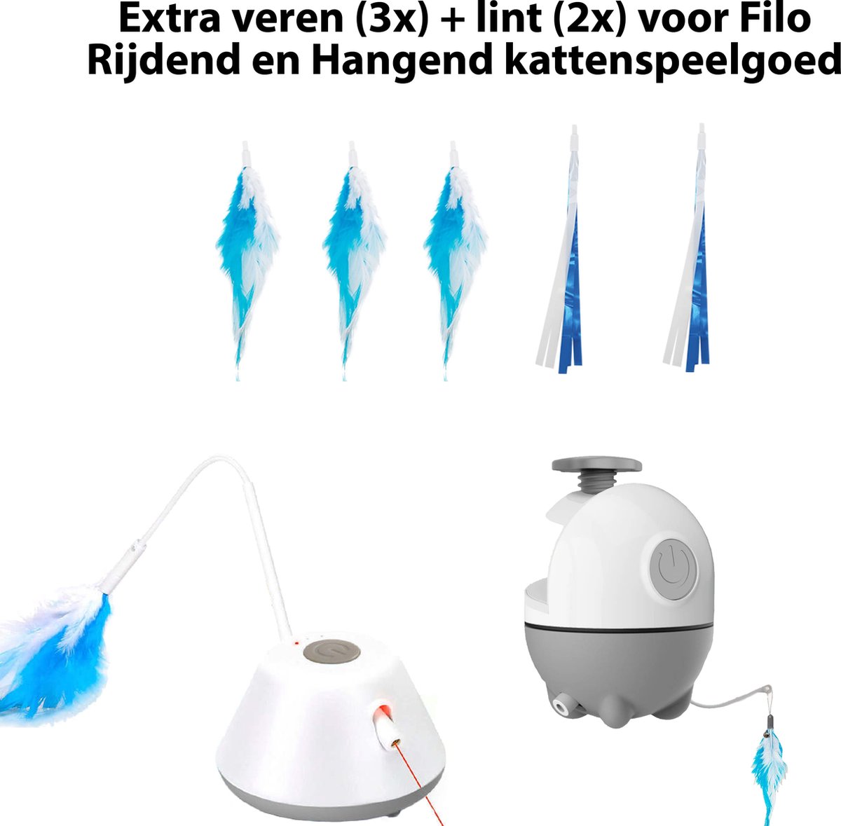 A-Motions Veren en Lint voor Filo Rijdend en Hangend Kattenspeelgoed met Laser thumbnail 2