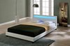 Corium Paris LED Upholstered Bed (White, 140 x 200 cm) Modern Faux Leather Bed with Slatted Base