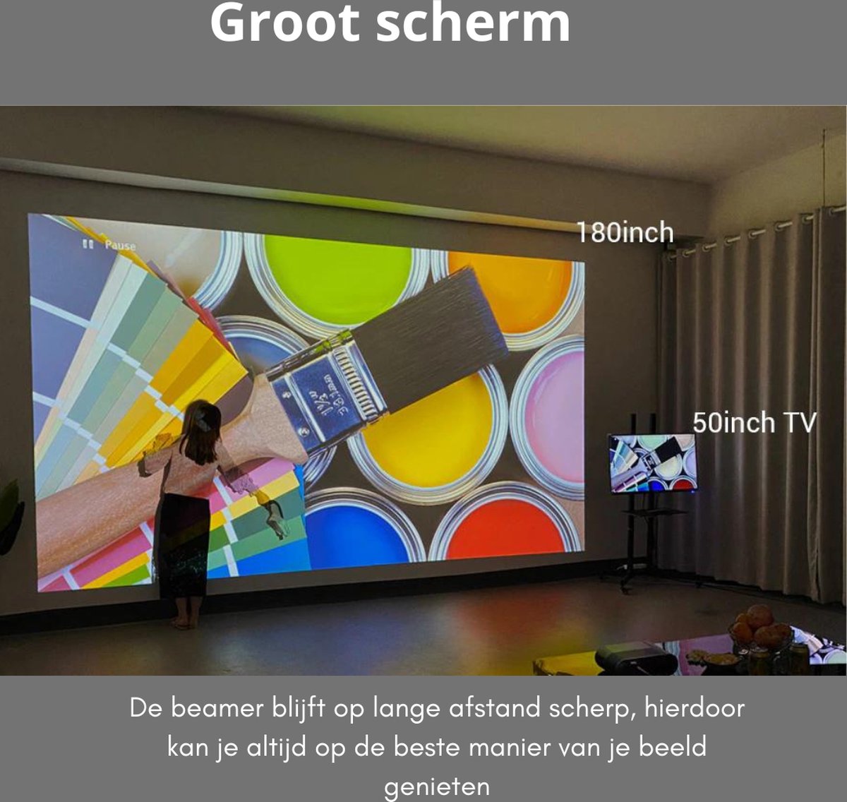 BYINTEK Mini Beamer Smartphone - Mini Beamer - Mini Projector - Mini Beamer Projector - Mini Projector Smartphone - Zwart — cadeau in Elektronica - foto 2