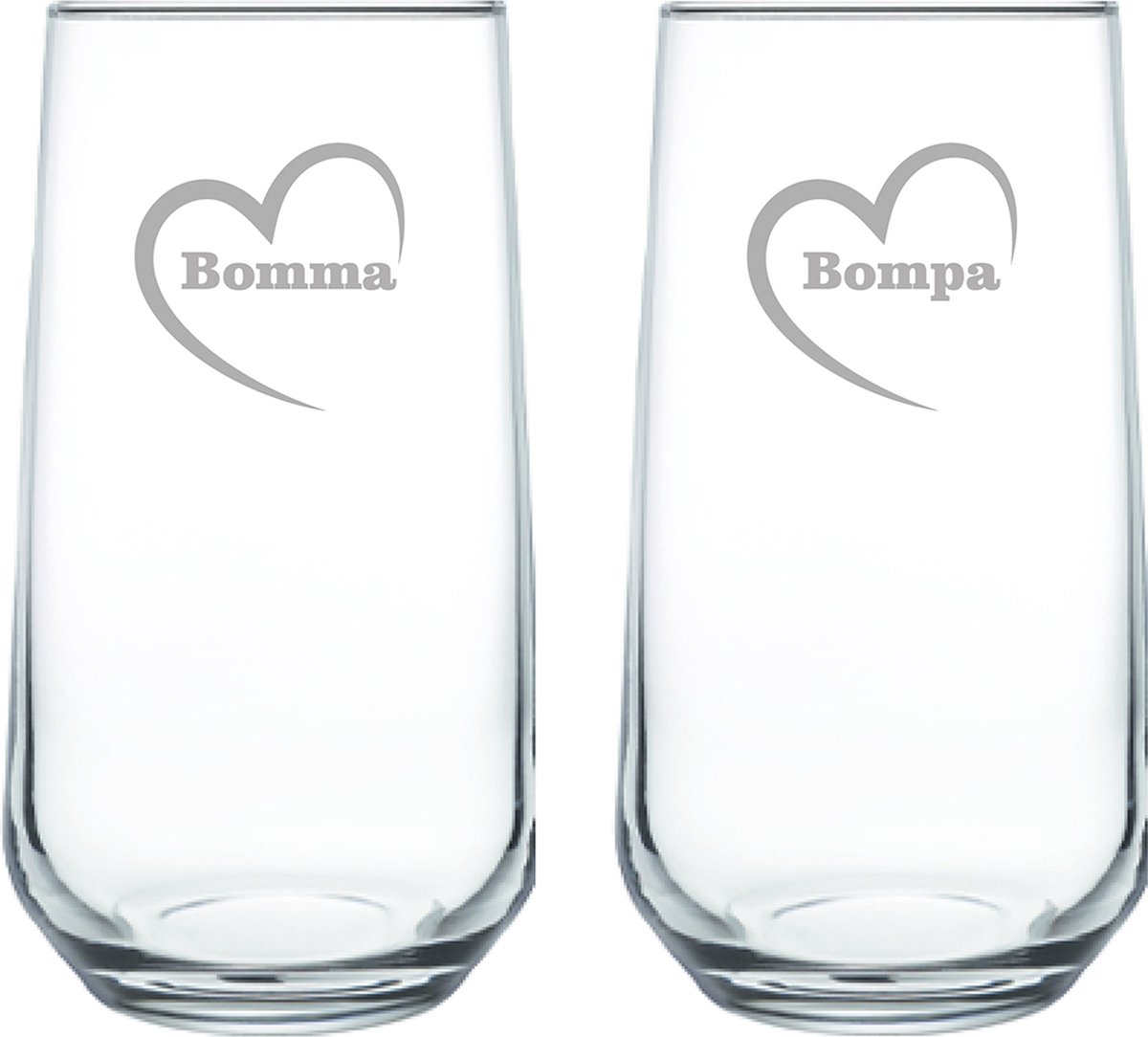 Drinkglas gegraveerd - 47cl - Bomma-Bompa-hartje