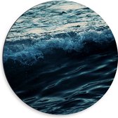 Dibond Muurcirkel - Golvende Blauwe Zee - 50x50 cm Foto op Aluminium Muurcirkel (met ophangsysteem)