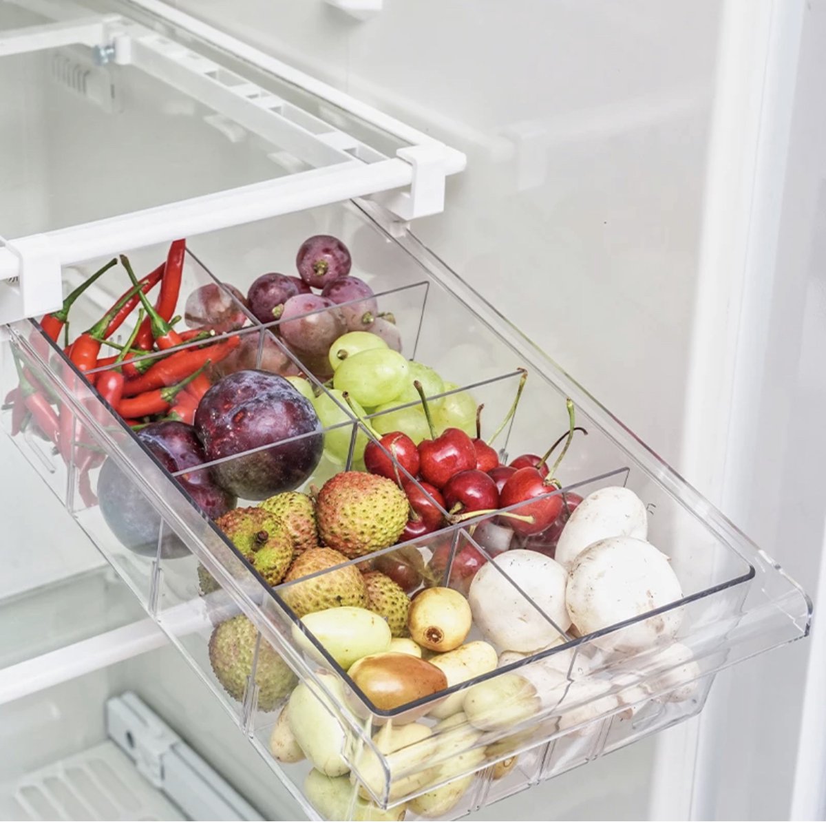 Transparante koelkast organizer - Extra lade in Koelkast - Doorzichtig met Scheiding - Verstelbaar - IXEN