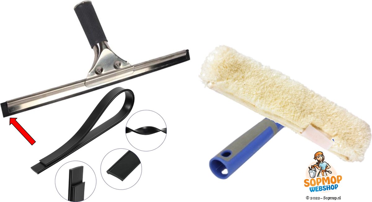 Goedkoopste Starterskit - Raamwisser Met Extra Vervangrubber 25cm - Inwashouder Met Hoes Compleet 25cm