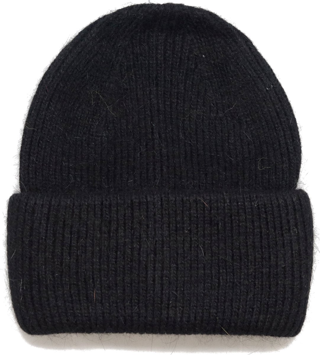 Zwarte wollen beanie - dames muts - wolmix - winter muts - zwart - one size/een maat - acryl/wol - STUDIO Ivana