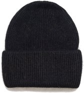 Bonnet en laine noire - bonnet femme - mélange de laine - bonnet d'hiver - noir - een maat unique - acrylique/laine - STUDIO Ivana