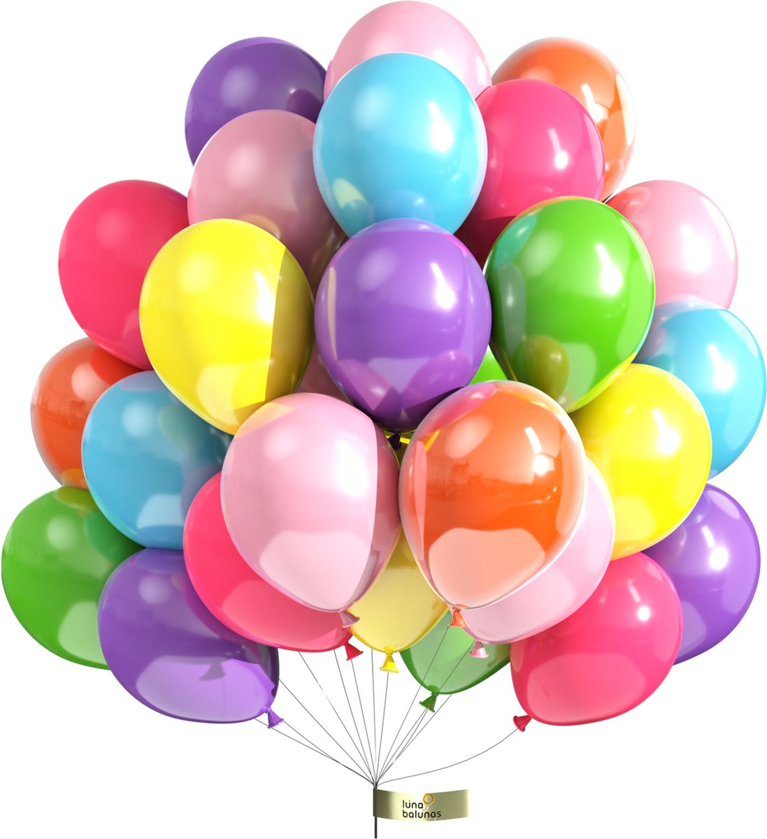 Luna Balunas Gekleurde Latex Ballonnen Regenboog 50 Stuks - paars roze geel groen- Verjaardag feest versiering - Eco friendly FSC
