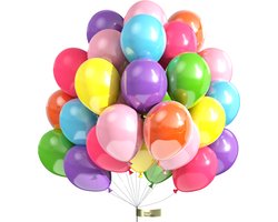 Luna Balunas Gekleurde Latex Ballonnen Regenboog 50 Stuks - paars roze geel groen- Verjaardag feest versiering - Eco friendly FSC