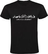 Life is a journey Heren T-shirt | fiets | bike | rollator | evolutie | leven