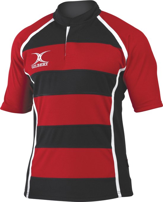 Gilbert Rugbyshirt Xact Ii Hoop Rood / Zwart - XL