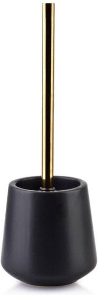 Toiletborstel met houder Nordic Glam – Zwart/Goud – H40 cm