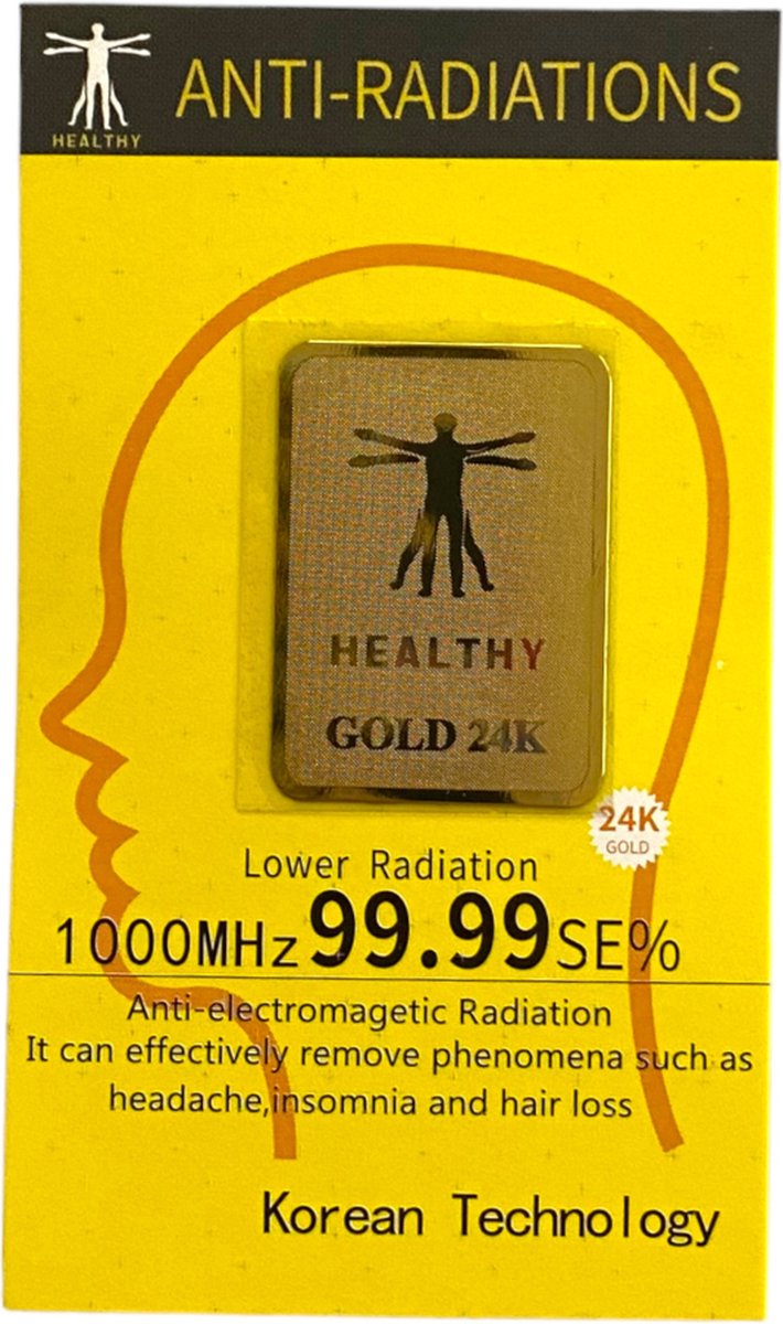 1 x Anti Straling Sticker – Goud – EMF protectie – Omvormer – Mobiel – Tablet - Babyfoon - DECT