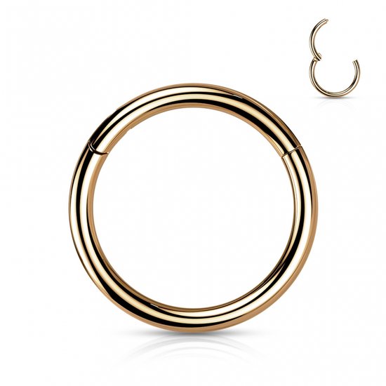 Piercing titanium ring gold plated rose kleur 8mm