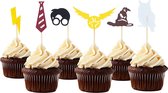 Wizard Harry - Cupcake Toppers - 12 pièces - Wizard Harry Cake - Décorations pour gâteaux - Moldus