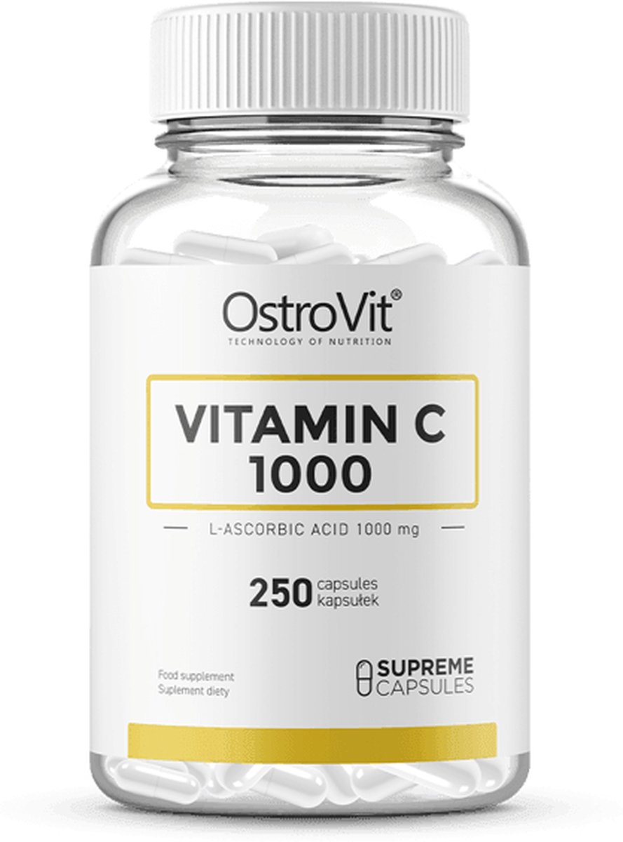 Vitaminen - Vitamin C 1000mg - 250 Capsules - OstroVit + Pillendoos