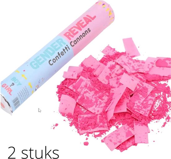 Gender Reveal 2 stuks kanonnen Confetti rook Roze Meisje bol