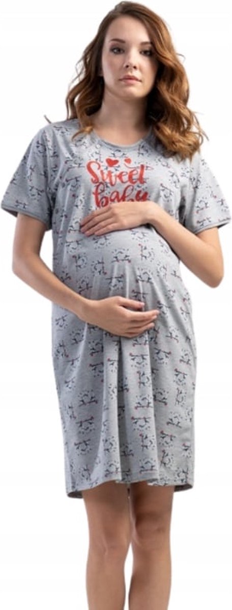 Vienetta bevalhemd voor de bevalling & kraamtijd, grijs S