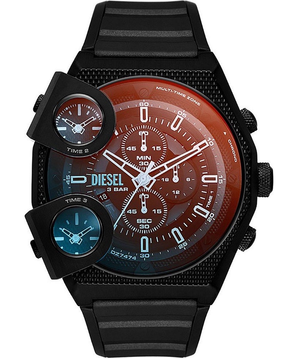 Diesel Sideshow DZ7474 Horloge - Siliconen - Zwart - Ø 52 mm