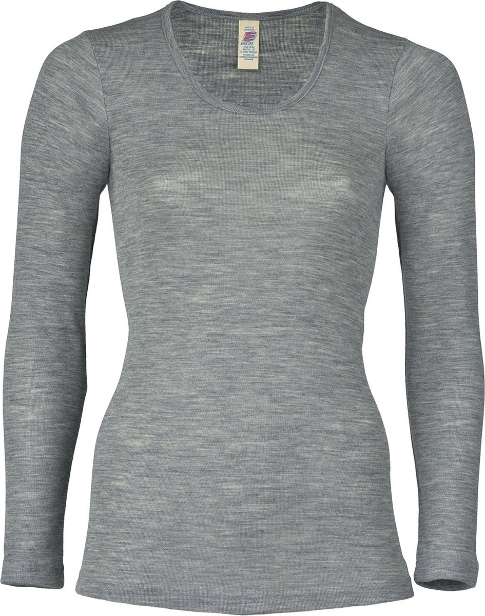 Engel Natur Dames Shirt Lange Mouw Zijde Merino Wol GOTS - wolgrijs 42/44(L)