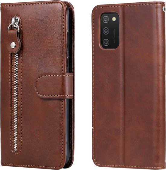 OnePlus 9 Pro Book Case Cover with Zipper - Similicuir - Porte-cartes - Portefeuille - OnePlus 9 Pro - Marron