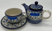 Bunzlau tea for one blauwe bloem