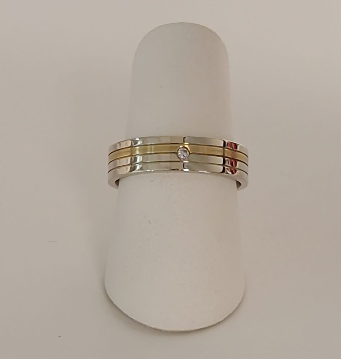 trouwring - dames - Aller Spanninga - 394 - wit/geelgoud - diamant - sale Juwelier Verlinden St. Hubert - van €1167,= voor €759,=