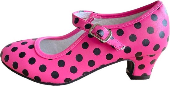 Nylon zeewier gesmolten Spaanse Prinsessen schoenen fel roze zwart maat 33- binnenmaat 21,5 cm -  bij verkleed jurk | bol.com