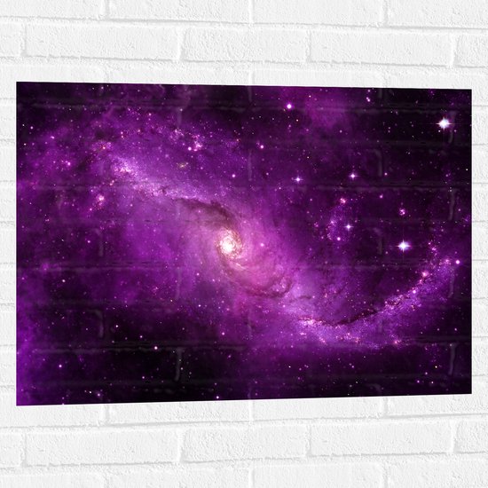 Muursticker - Prachtige Paarse Galaxy Lucht met Sterren - 80x60 cm Foto op Muursticker