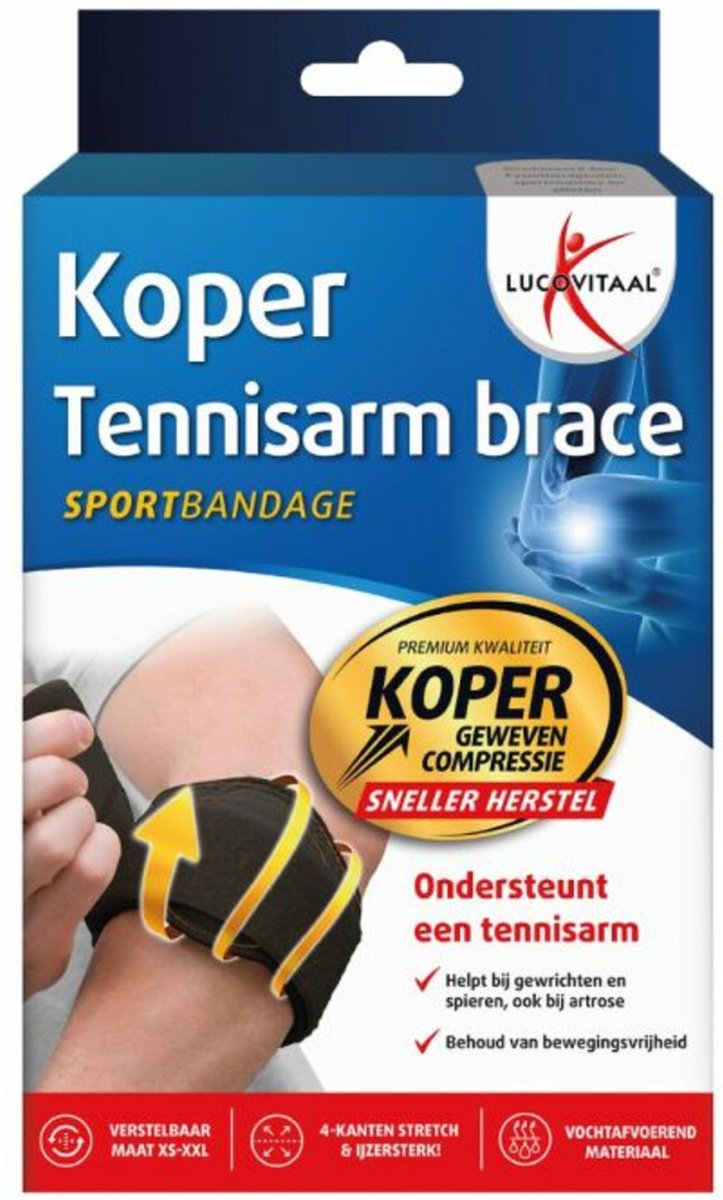 Lucovitaal - Brace - tennisarm - koper geweven