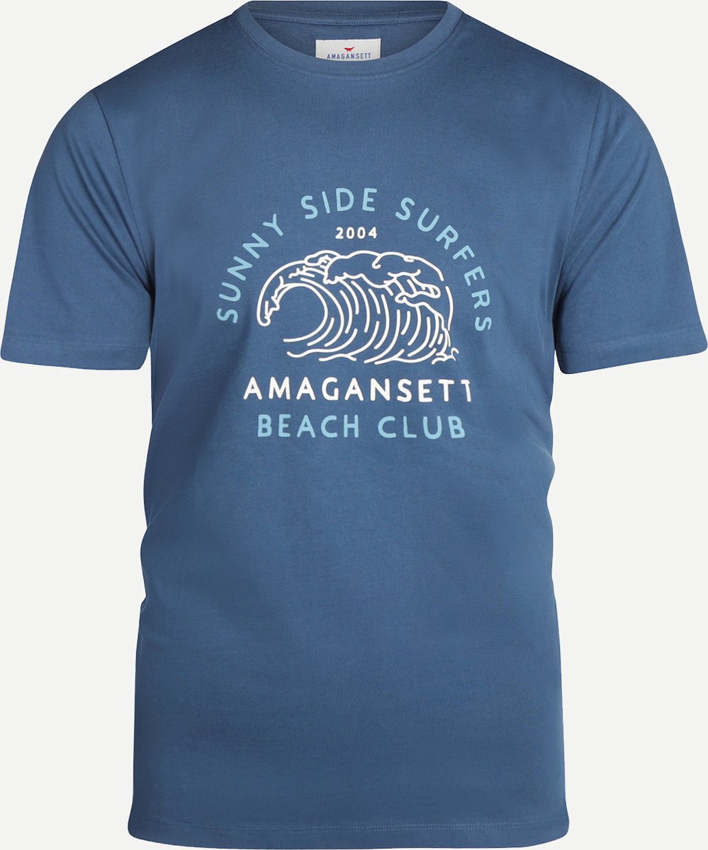 Amagansett Lente/Zomer 2023 T-shirt Wave Tee Mannen - Regular fit - Organic Cotton - Kobalt (XL)