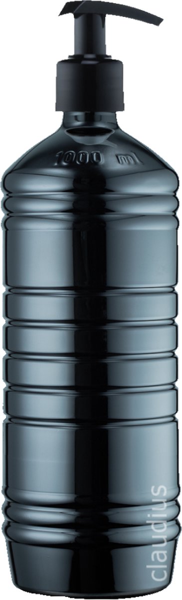 Lege Plastic Fles 1 liter PET zwart - met zwarte pomp - set van 10 stuks - Navulbaar - Leeg