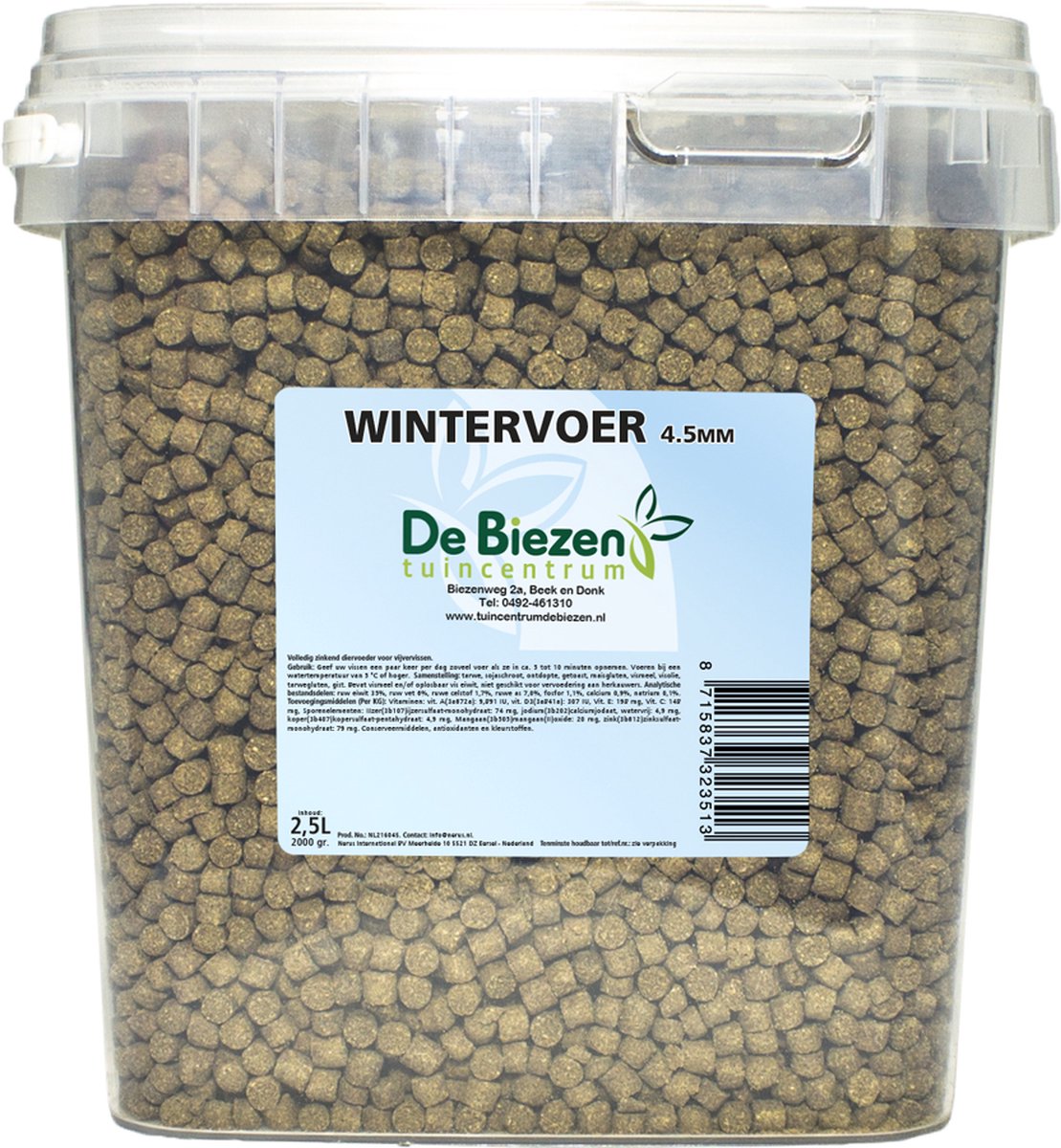 Biezen Wintervoer 4,5 mm - Visvoer - 2,5l