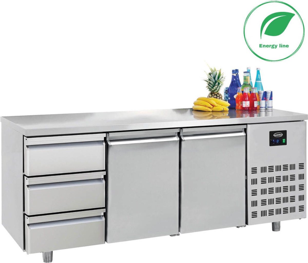 Combisteel Koelwerkbank - 474L - 2 Deuren + 3 Laden (1/1 GN)-2°c/+8°c - 1865x700x850mm
