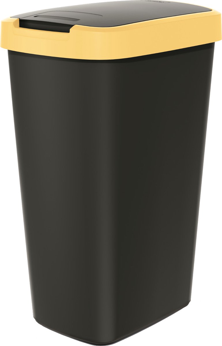 Prosperplast - Prullenbak / Afvalbak 45L - Zwart met geel frame