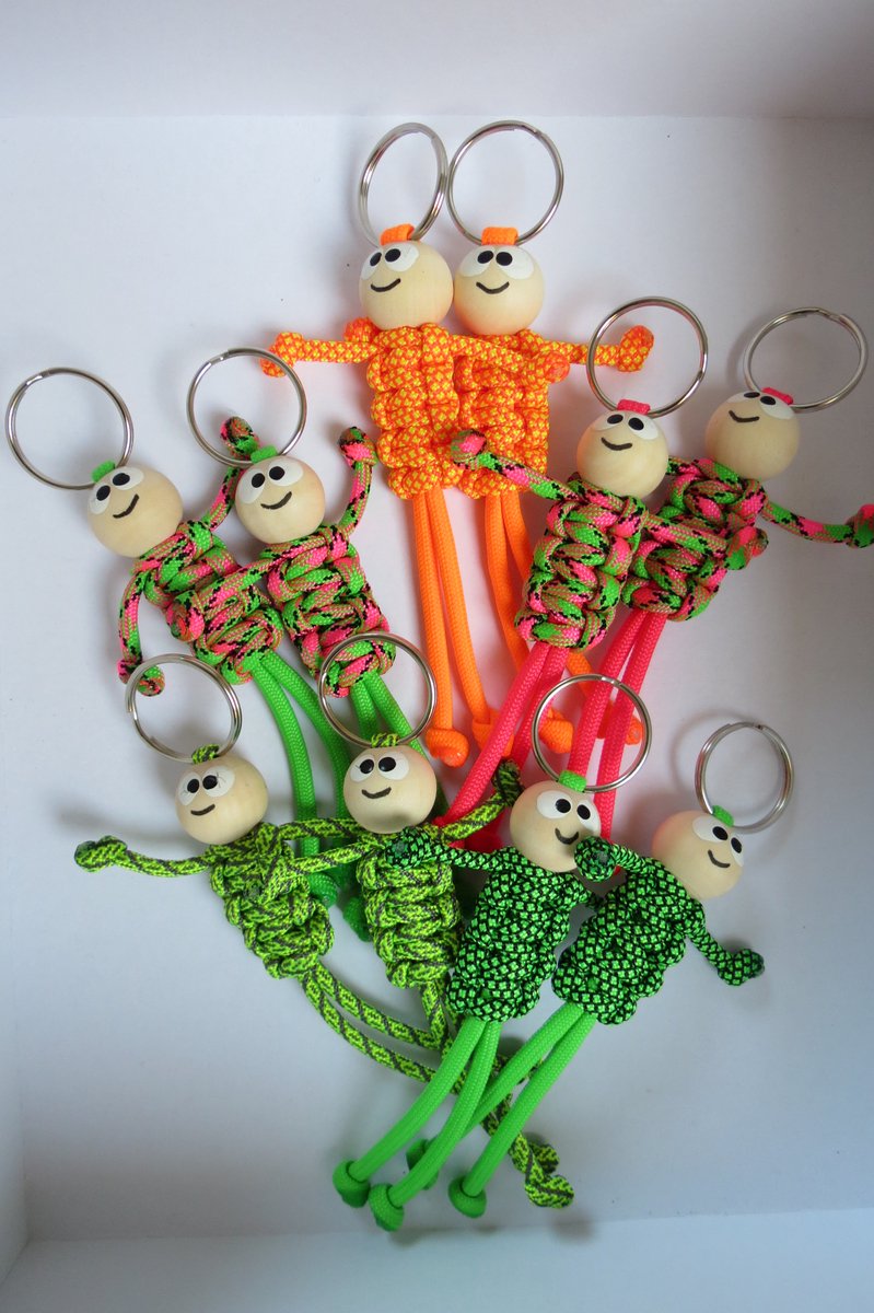 Gelukspoppetje Neon 1 Mix van 10 Stuks Sleutelhanger