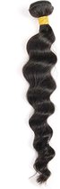 Loose Wave, Weave Haar Extensions: natuurlijk zwart 1B - 100% Virgin Hair - One Donor - echt haar - 18 inch, 45 cm