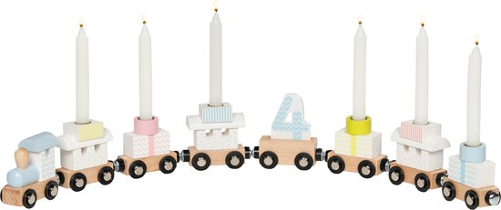 Train d'anniversaire en bois Goki , 10 pièces.
