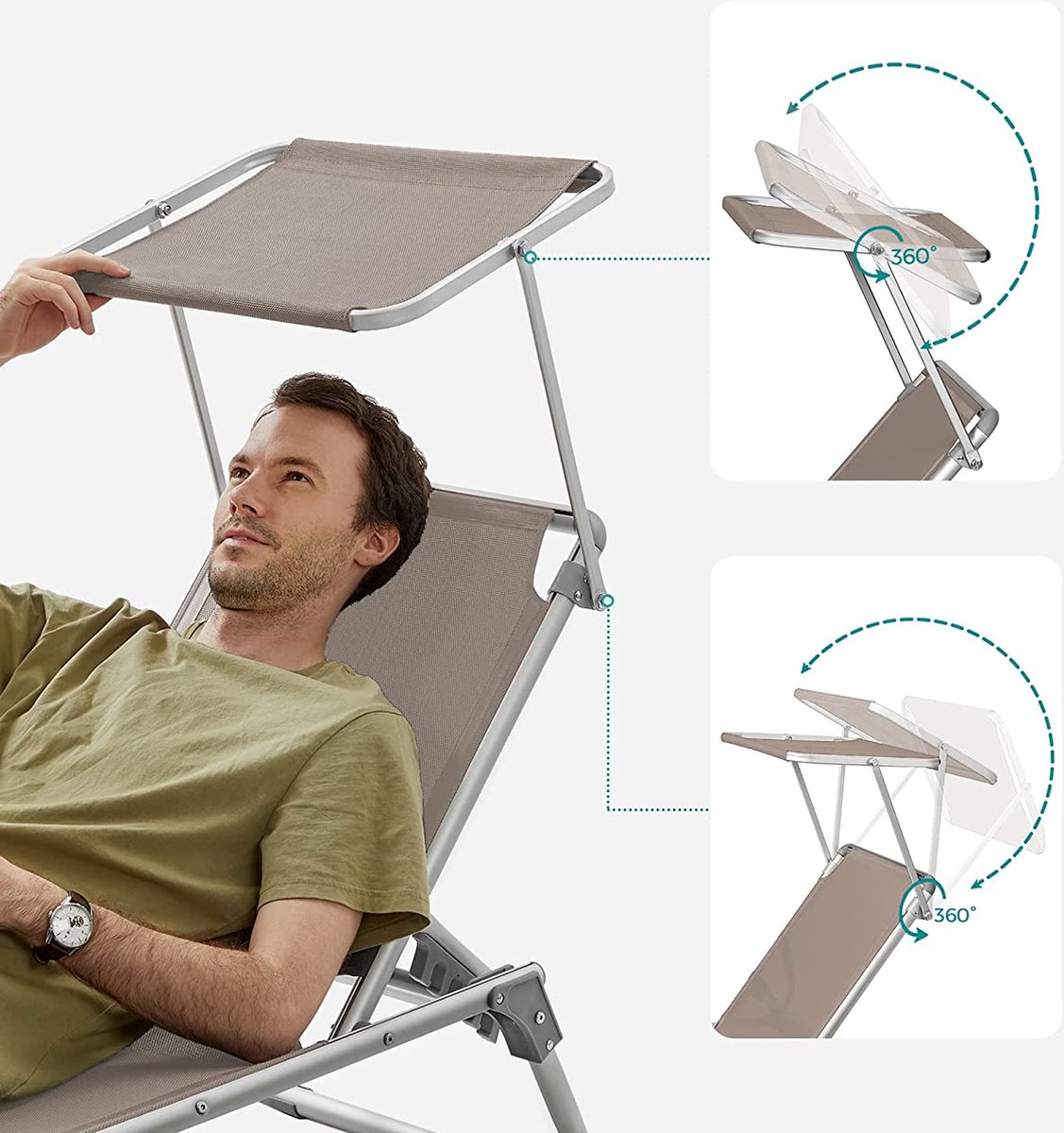 SONGMICS Sunbath, Folding Sun Lounger, Sun Lounger, 193 x 53 x 29 cm, Capacity 150 kg, Sun Visor, Tilting Backrest, Garden, Swimming Pool, Patio, Red GCB192R01 SONGMICS Sunbath, Folding Sun Lounger, Sun Lounger, 193 x 53 x 29 cm, Capacity 150 kg, Sun Visor, Tilting Backrest, Garden, Swimming Pool, Patio, Red GCB192R01