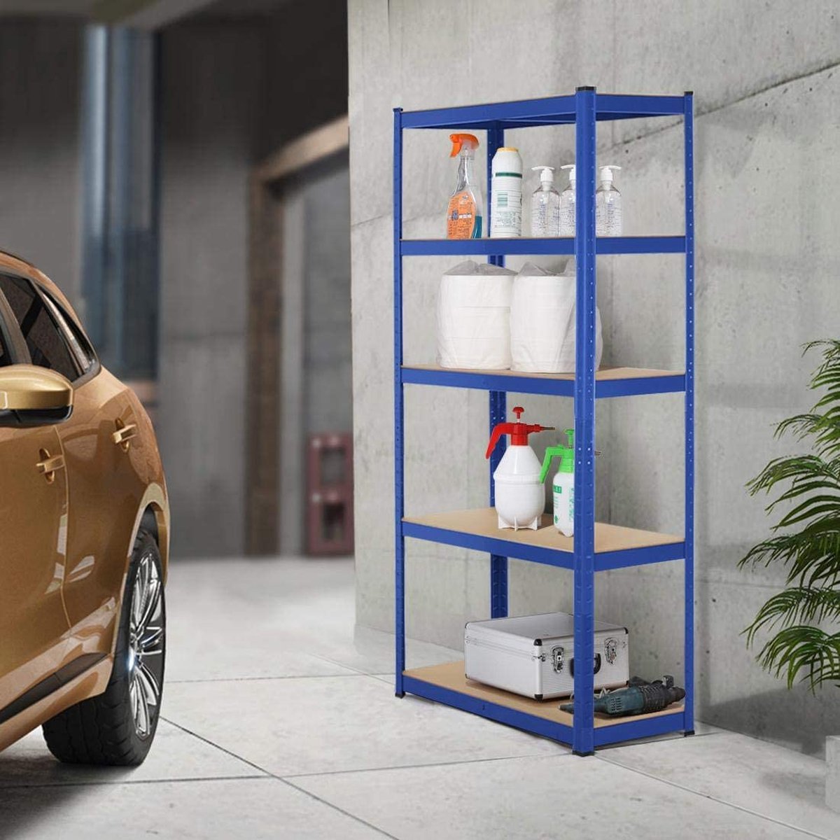 AREBOS Set Di 2 Scaffali Per Carichi Pesanti 180x90x30cm | Blu | 5 Ripiani | Scaffalatura Per Officina | Antracite | Leroy Merlin - 10