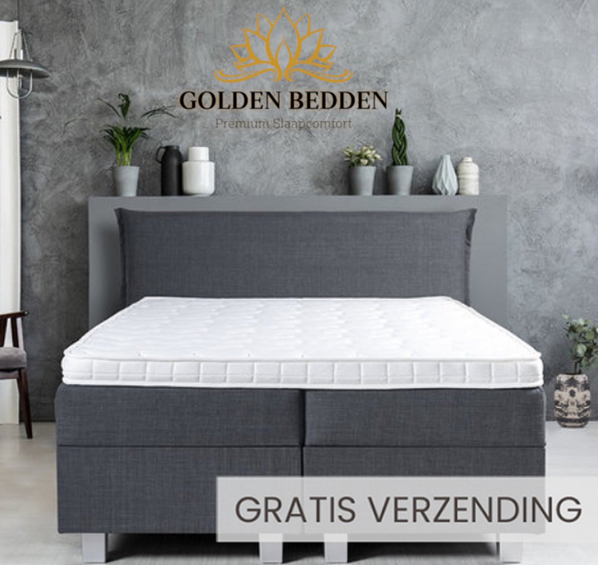 Golden Bedden - Nieuw Tencel Hoes - Premium Hybrid 45 Topdekmatras -90x200x12 cm - Best Quality Ergonomisch - 12 cm dik