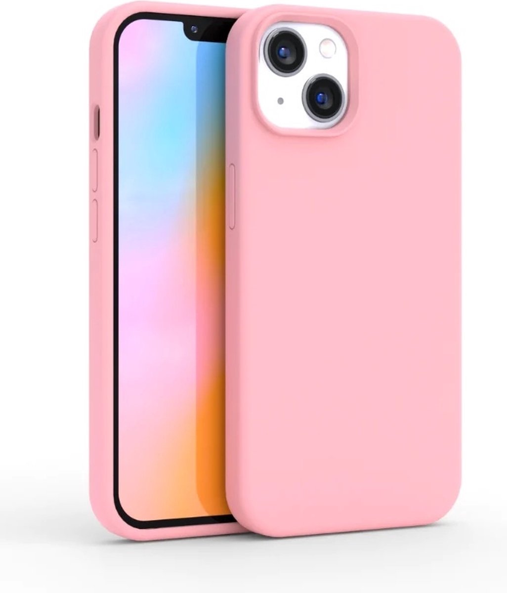 Hoesje Geschikt voor iPhone 14 Plus - zacht siliconen - Liquid Backcover - Lichtroze